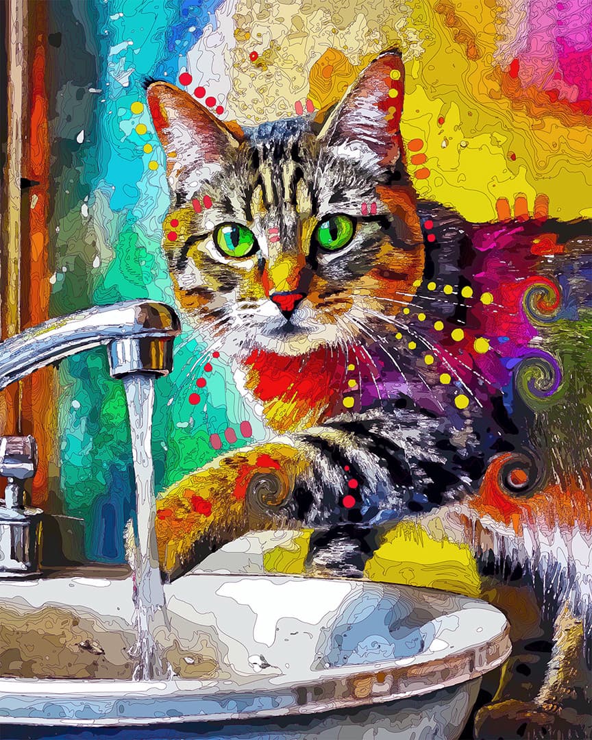 Curious Faucet Tabby