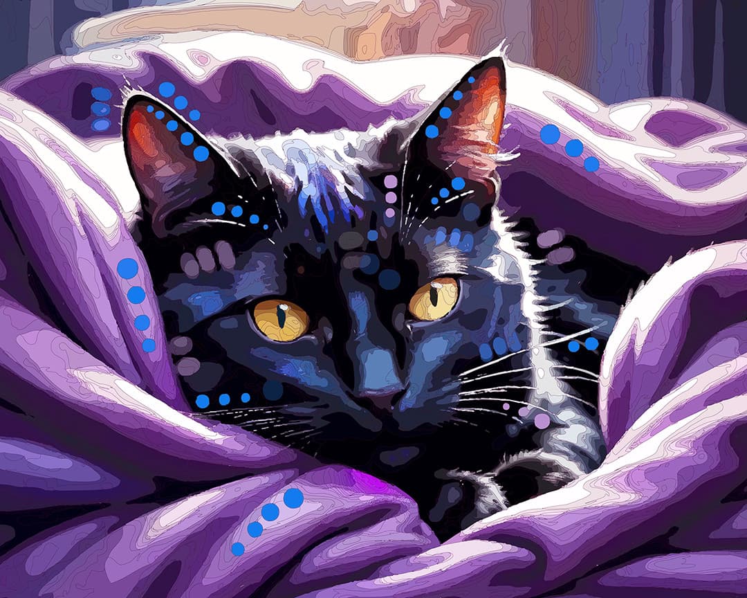 Purple Wrap Black Cat