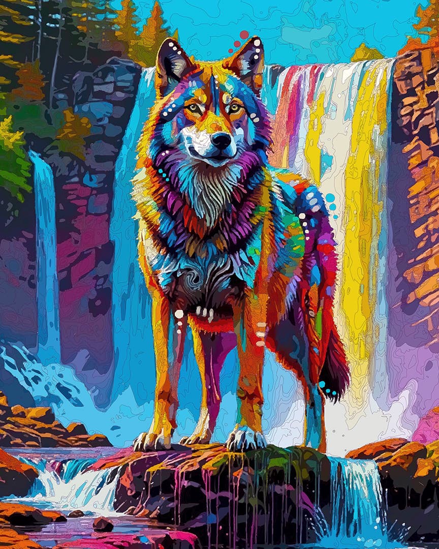 Spirit Waterfall Wolf