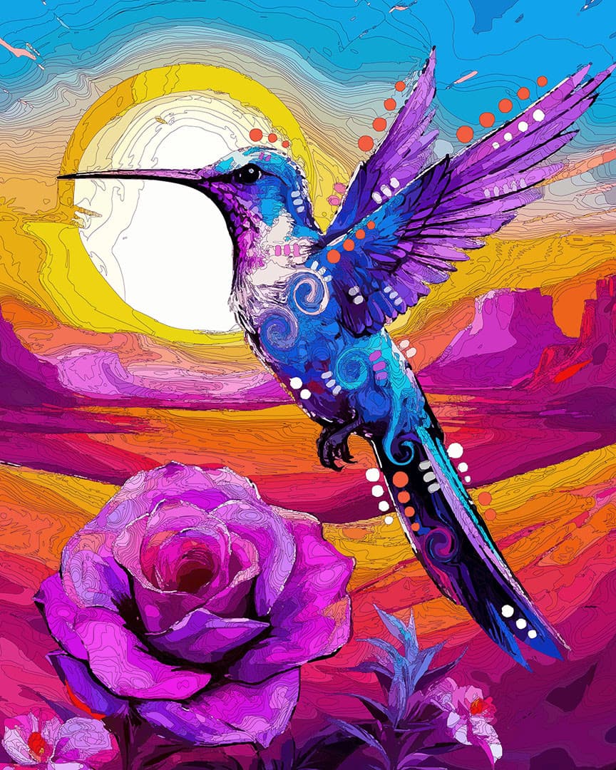 Blooming Desert Rose Hummingbird