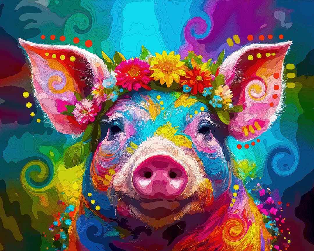 Floral Headdress Pig